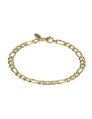 Ion Plated Figaro Stainless Steel Chain Bracelet in 14k Gold