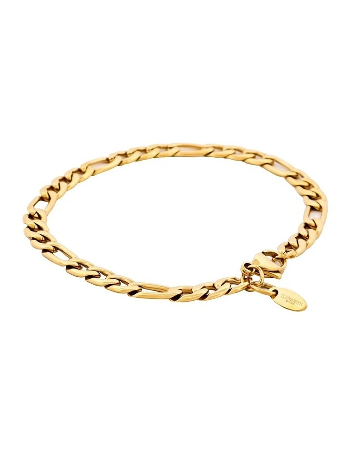 Ion Plated Figaro Stainless Steel Chain Bracelet in 14k Gold image 2