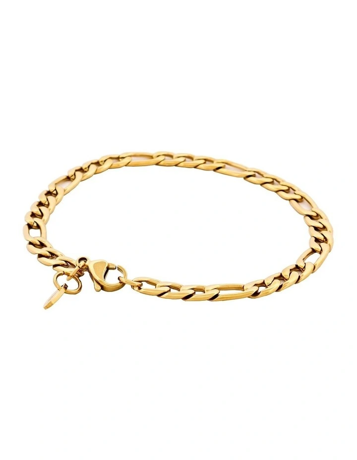 Ion Plated Figaro Stainless Steel Chain Bracelet in 14k Gold image 3