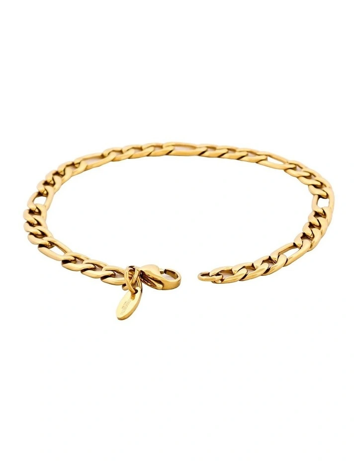 Ion Plated Figaro Stainless Steel Chain Bracelet in 14k Gold image 4