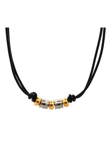 Stainless Steel & Ion Plated Bead Pendant in Silver/Gold