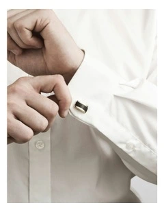 Stainless Steel & Ion Plated Rose Gold & Wood Patterned Carbon Fibre Cufflinks in Gold
