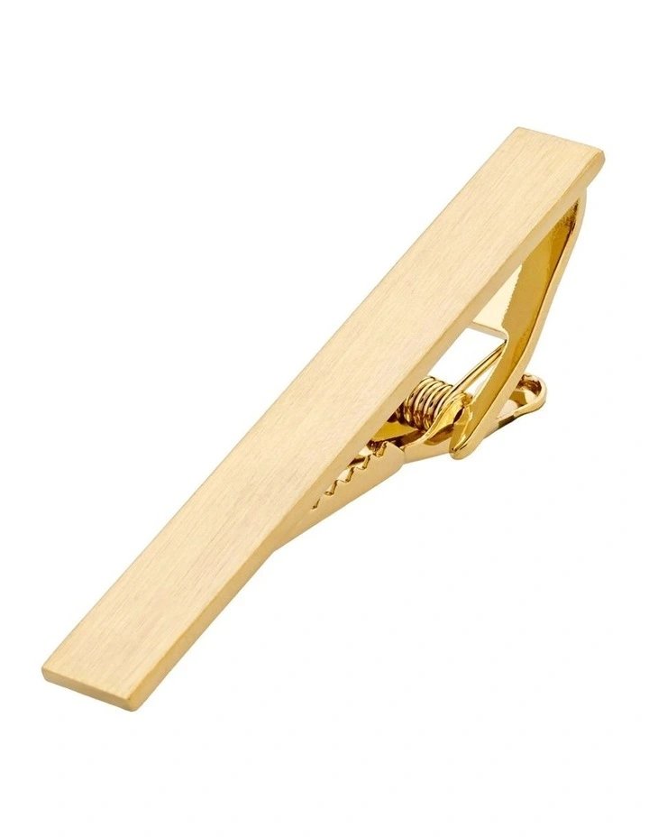 Brushed Plated Tie Clip in Gold image 2
