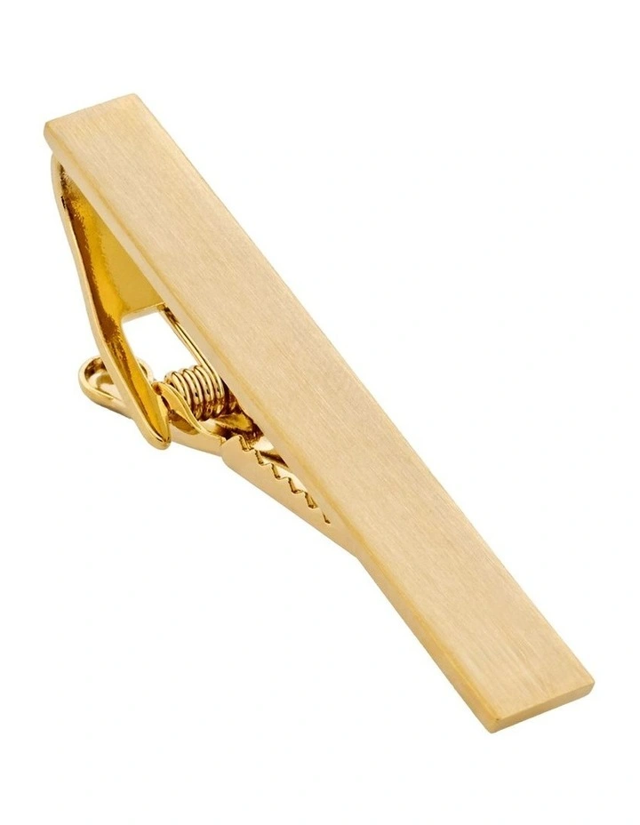 Brushed Plated Tie Clip in Gold image 3