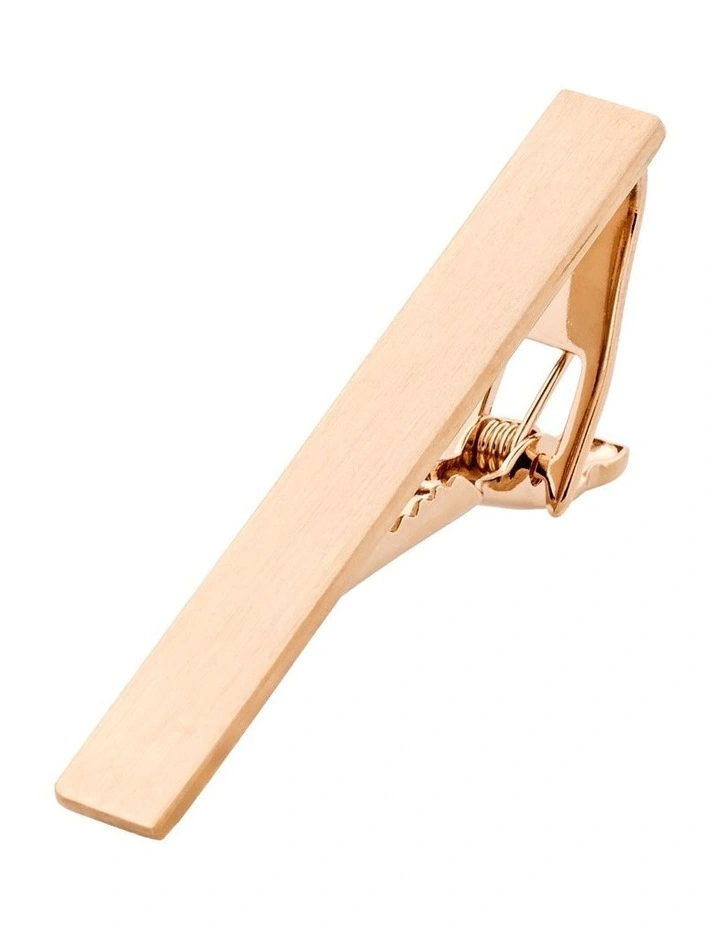 Brushed Rose Plated Gold Tie Clip image 2