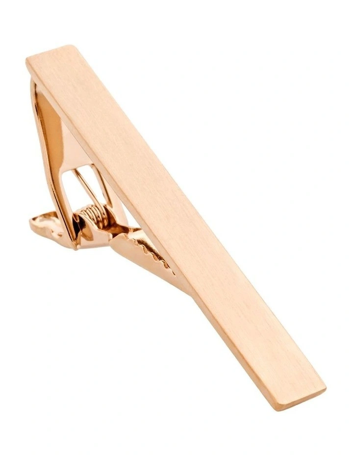 Brushed Rose Plated Gold Tie Clip image 3