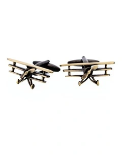 Burnish Gold Plated Tri-plane Cufflinks in Gold