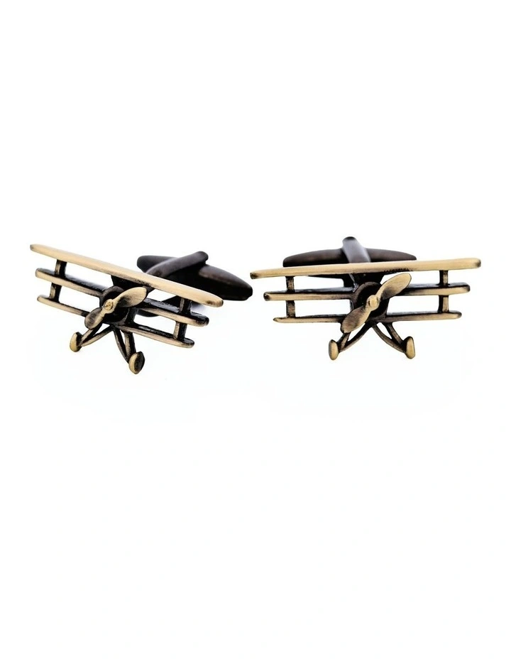 Burnish Gold Plated Tri-plane Cufflinks in Gold image 1