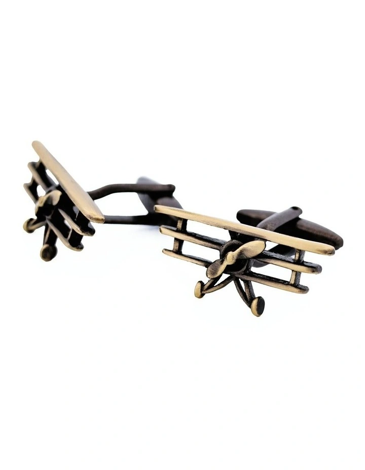 Burnish Gold Plated Tri-plane Cufflinks in Gold image 2