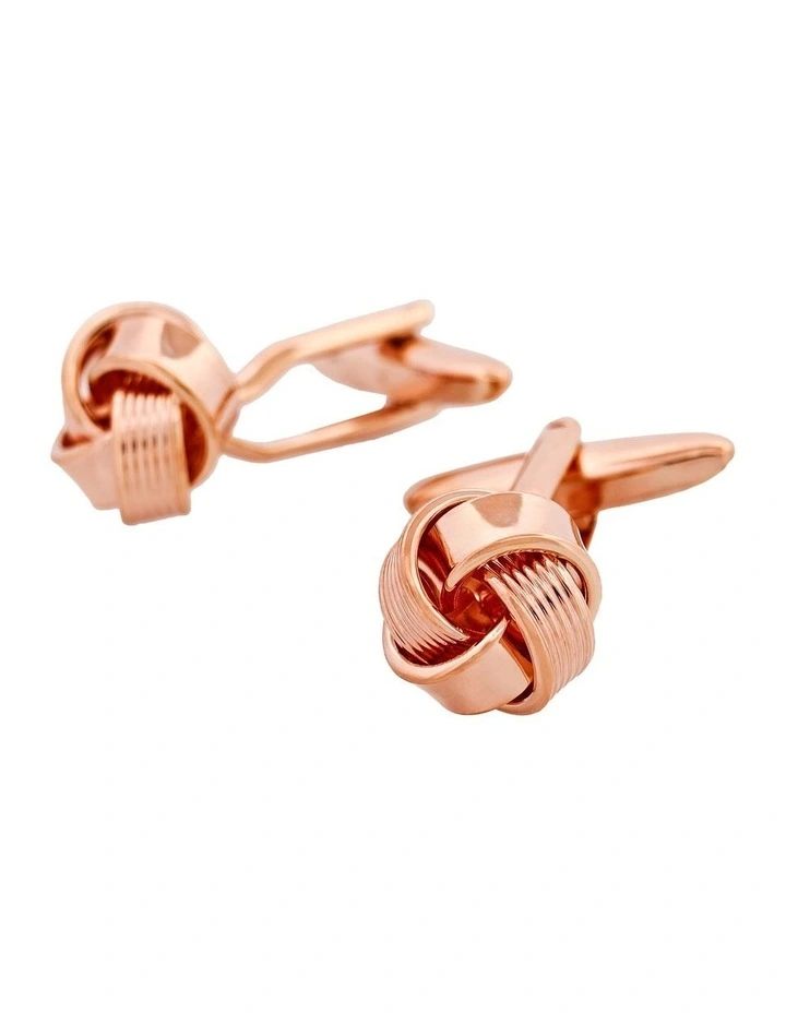 Plated Knot Cufflinks in Rose Gold image 3