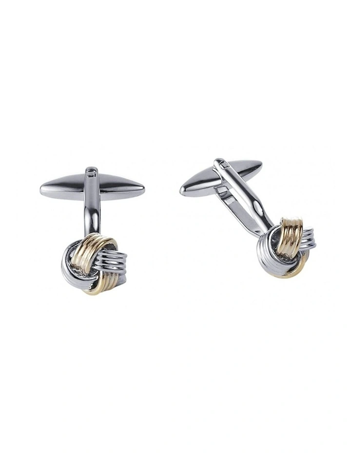 242-11 Plated Knot Cufflinks in Gold image 1
