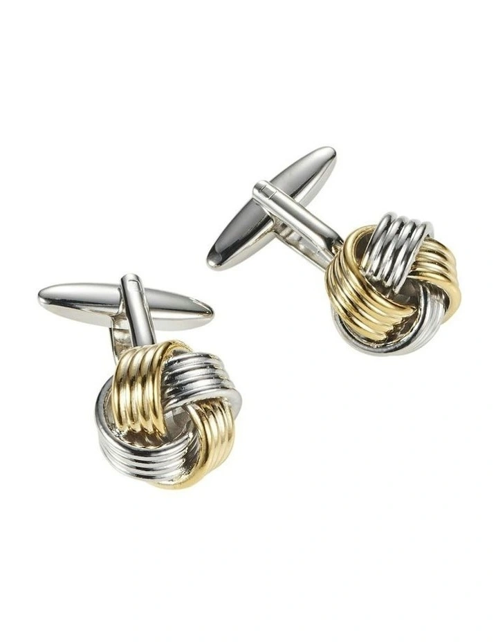 242-11 Plated Knot Cufflinks in Gold image 2