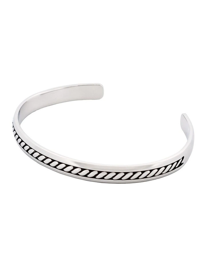 Stainless Steel & Ion Plated 14k Gold & Antique Patterned Bangle in Gold image 3