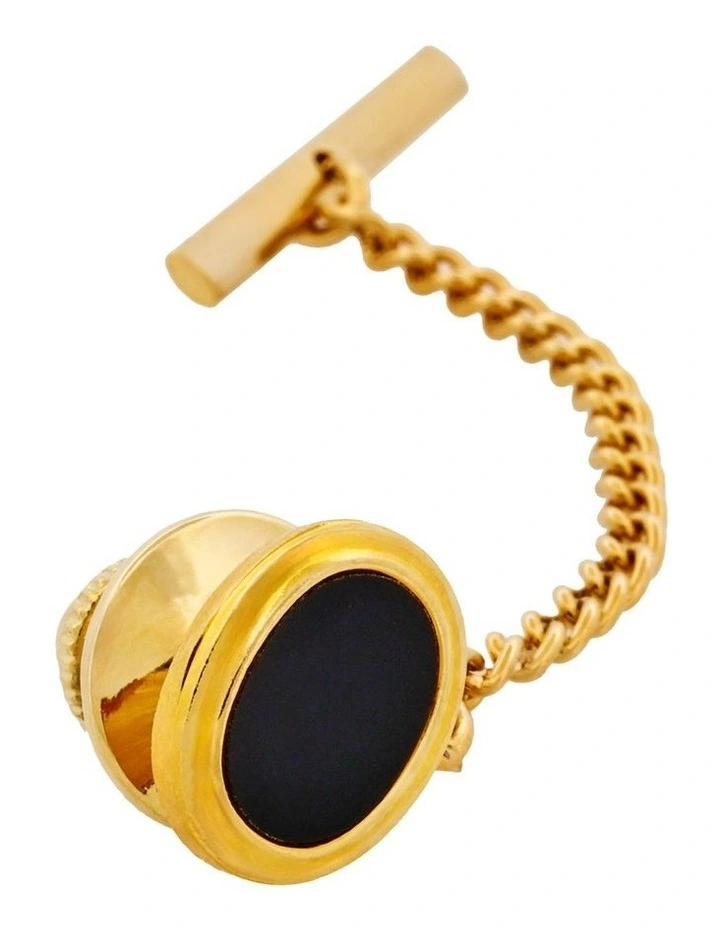 Onyx Tie Tak in Gold image 3
