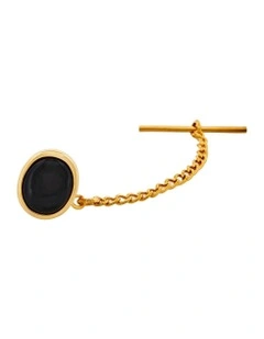 Onyx Tie Tak in Gold Plated