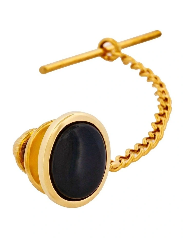 Onyx Tie Tak in Gold Plated image 2