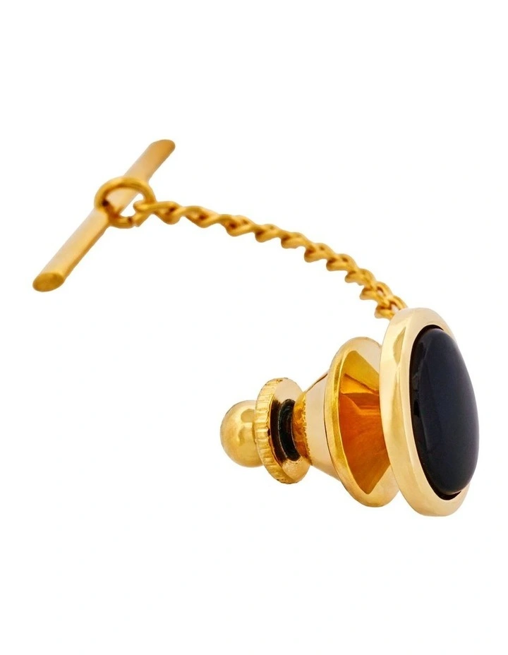 Onyx Tie Tak in Gold Plated image 3