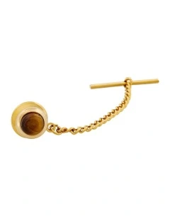 Tiger Eye Tie Tak in Gold Plated