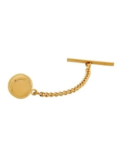 Brushed Centre Tie Tak & Chain in Gold Plated