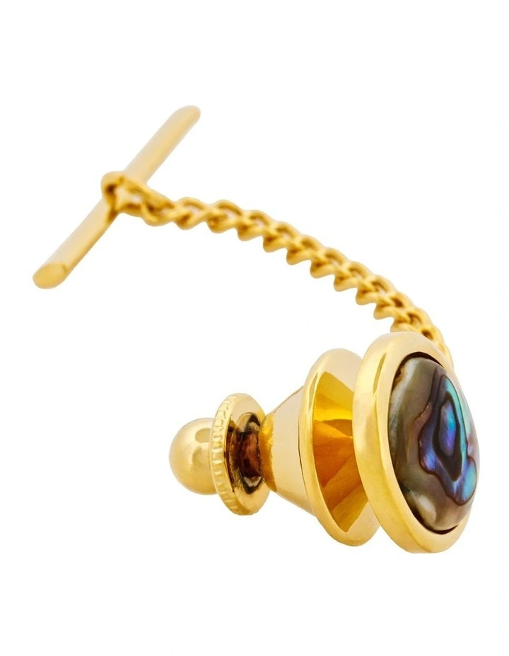 Abalone Tie Tak & Chain in Gold Plated image 3