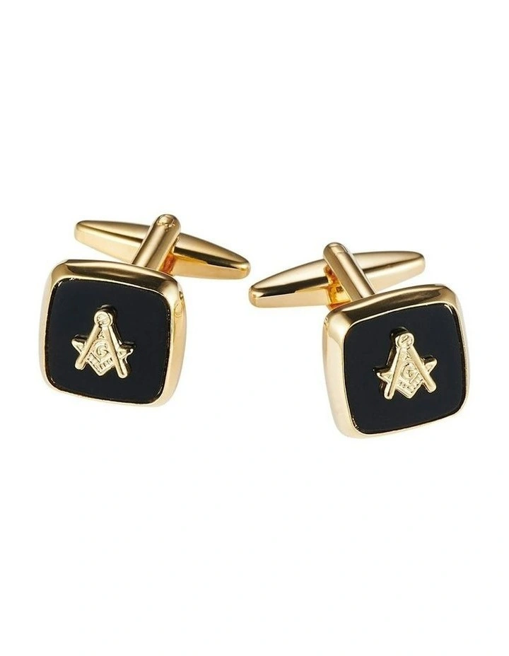 Masonic Cufflinks in Gold/Black image 1