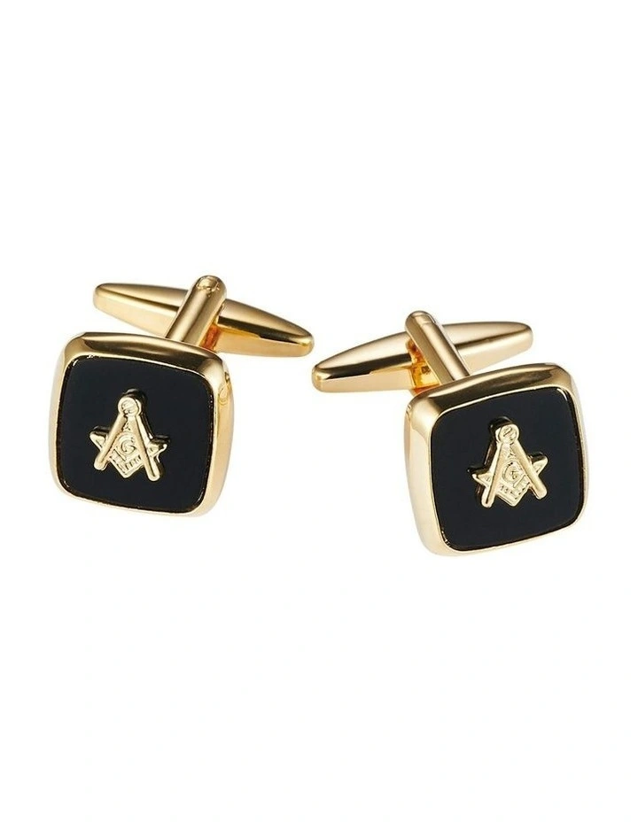 Masonic Cufflinks in Gold/Black image 2