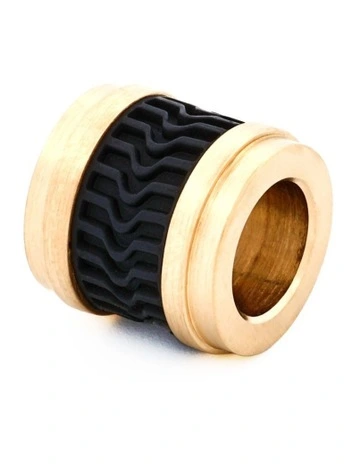 Ion Plated Rubber Bead in Gold Black