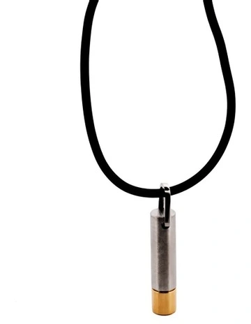 Stainless Steel Pendant and Cylinder Shape and Plated and Rubber 45cm in Gold
