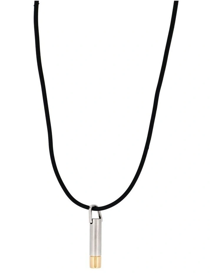 Stainless Steel Pendant and Cylinder Shape and Plated and Rubber 45cm in Gold image 1