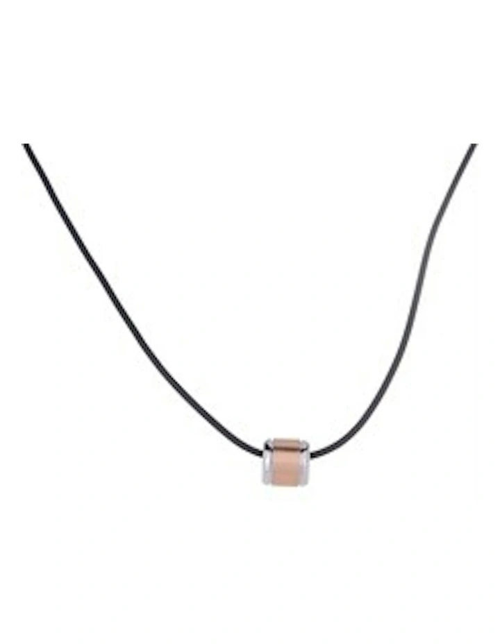 Stainless Steel &Ion Plated Pendant & Rubber Chain in Rose Gold image 1