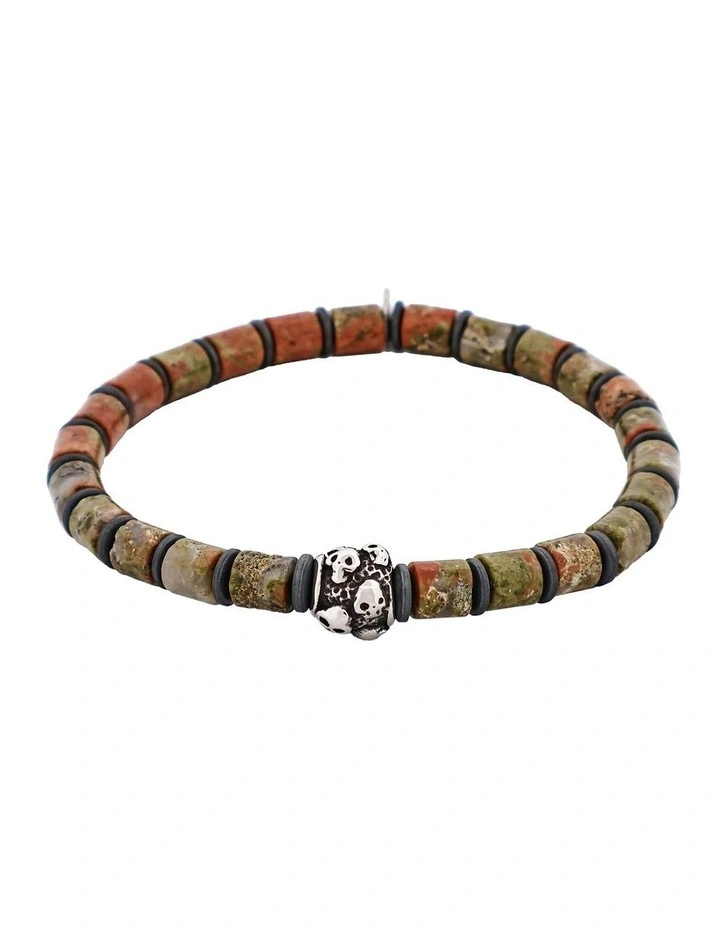 Savage Epidote Stone & Stainless Steel Disc Bracelet in Green image 1