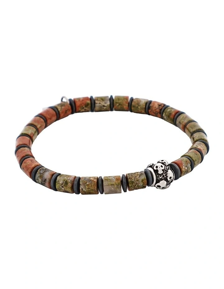 Savage Epidote Stone & Stainless Steel Disc Bracelet in Green image 2