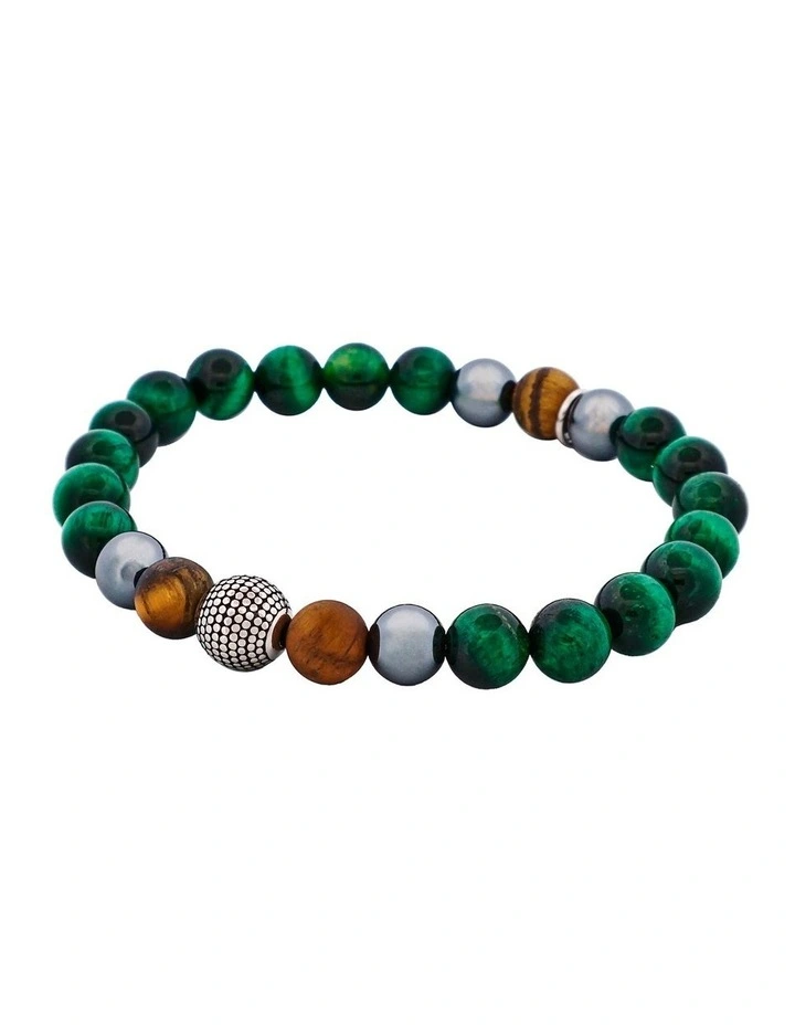Tiger Eye Hematite Tiger Stainless Steel Bracelet 8mm in Green image 3