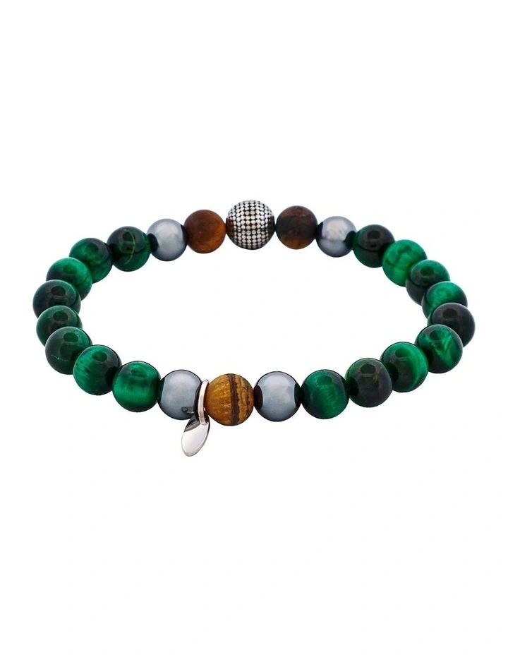 Tiger Eye Hematite Tiger Stainless Steel Bracelet 8mm in Green image 4