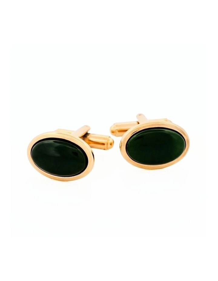 Jade Gold Plated Cufflinks in Green image 1