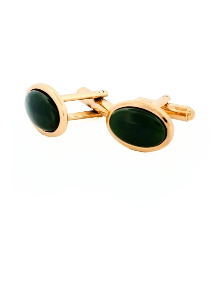 Jade Gold Plated Cufflinks in Green image 2