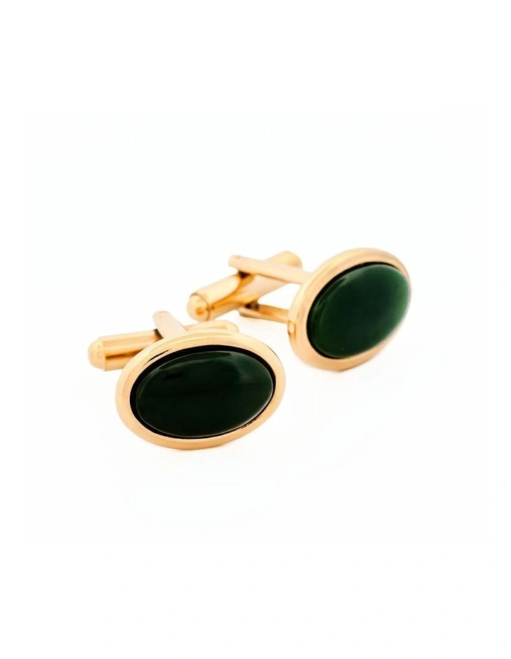 Jade Gold Plated Cufflinks in Green image 3
