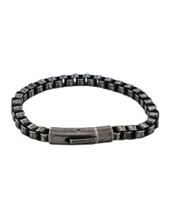 Ion Plated Antique Box Link Chain Bracelet in Gunmetal