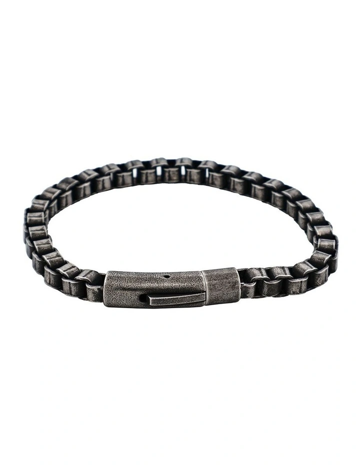 Ion Plated Antique Box Link Chain Bracelet in Gunmetal image 1