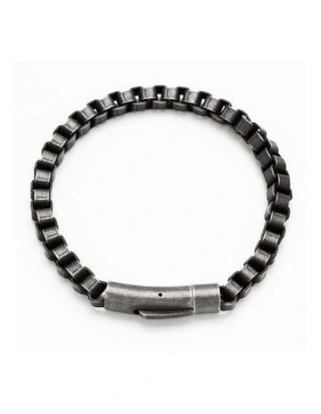 Ion Plated Antique Box Link Chain Bracelet in Gunmetal