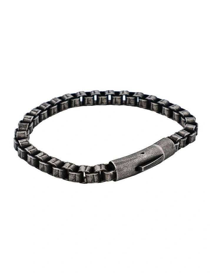 Ion Plated Antique Box Link Chain Bracelet in Gunmetal image 2