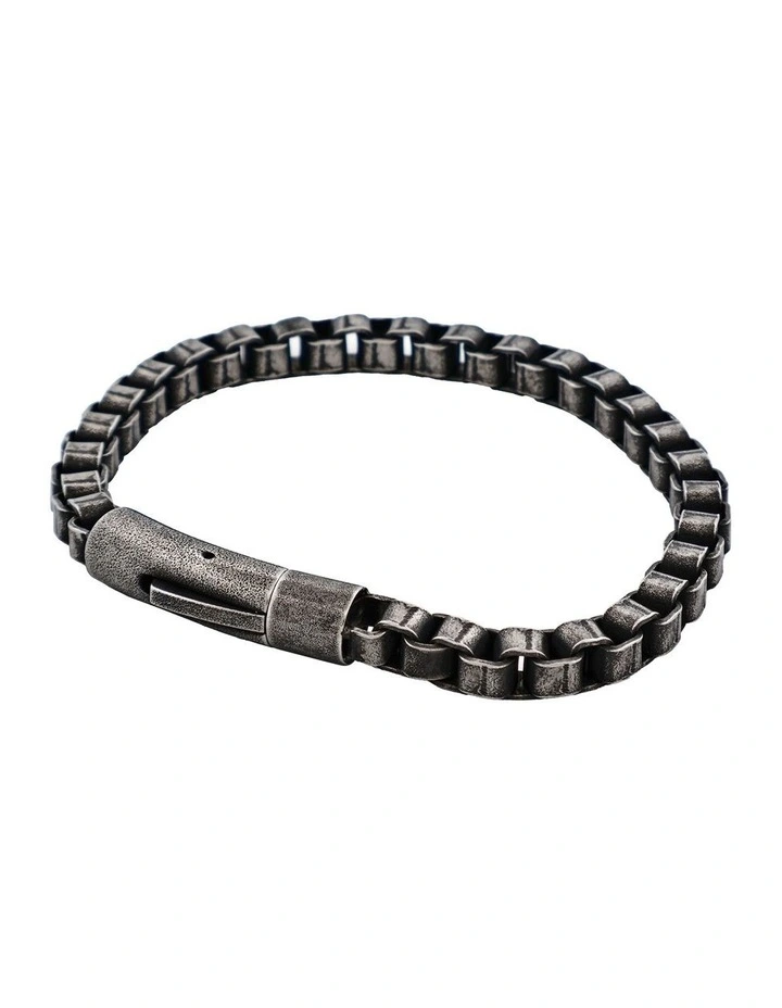 Ion Plated Antique Box Link Chain Bracelet in Gunmetal image 3