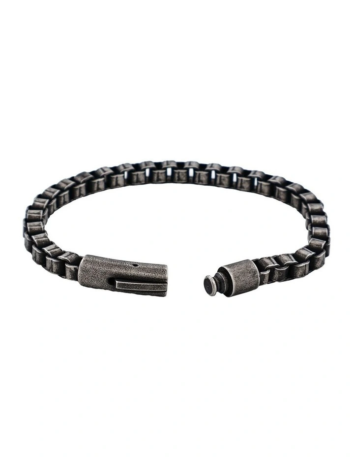 Ion Plated Antique Box Link Chain Bracelet in Gunmetal image 4