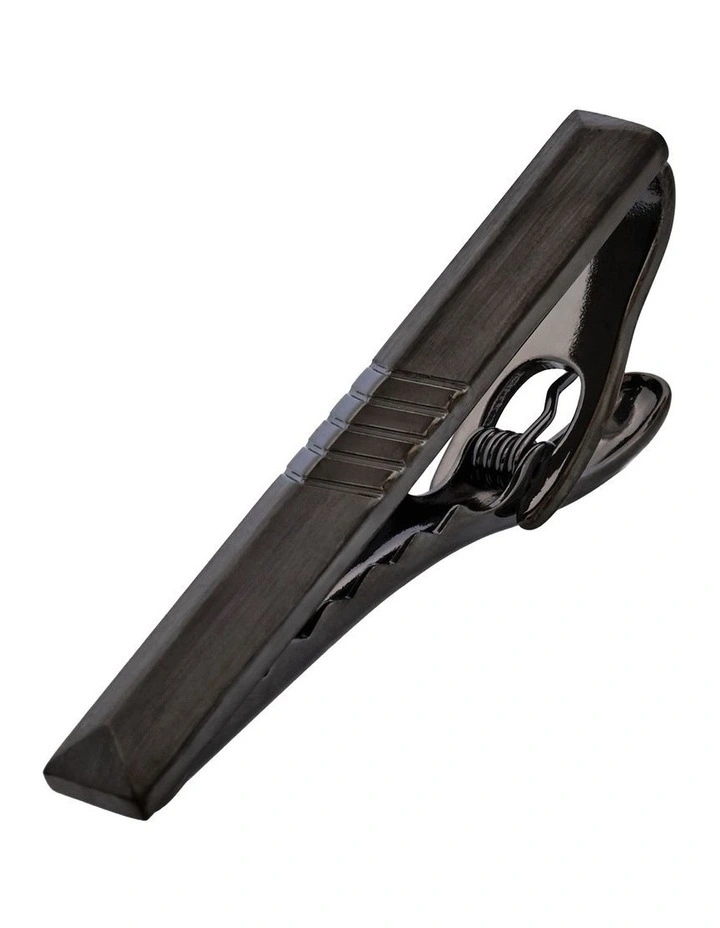 Brushed Plated Tie Clip in Gunmetal image 2