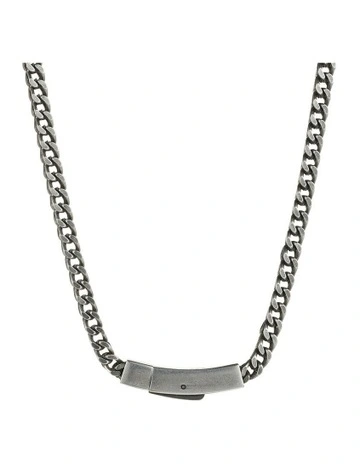 Ion Plated Stainless Steel Thick curb Link Neck Chain 50cm in Gunmetal