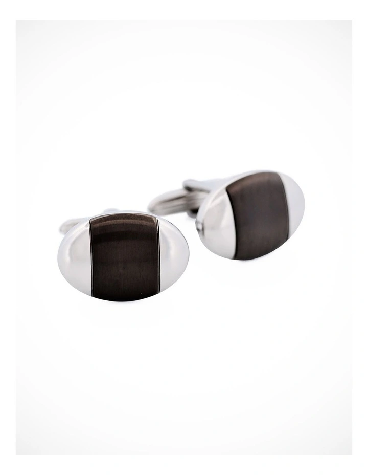 Stainless Steel Ion Plated Cufflinks in Gunmetal image 2