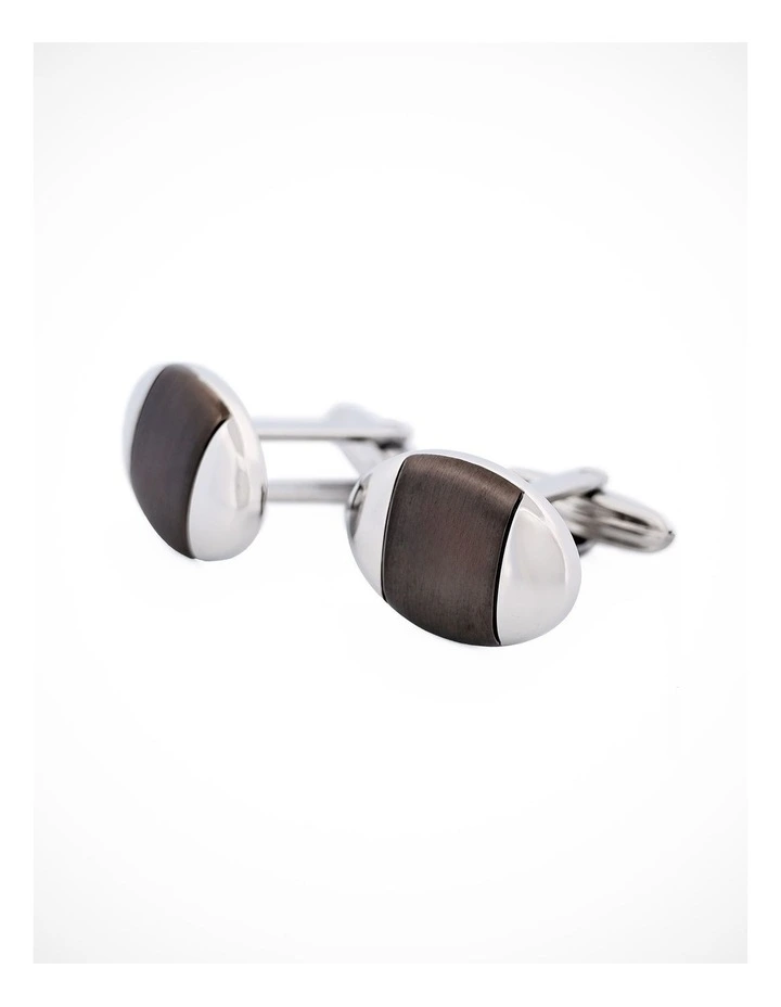 Stainless Steel Ion Plated Cufflinks in Gunmetal image 3