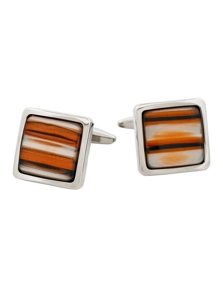 Venitian Glass Resin Cufflinks in Orange image 1