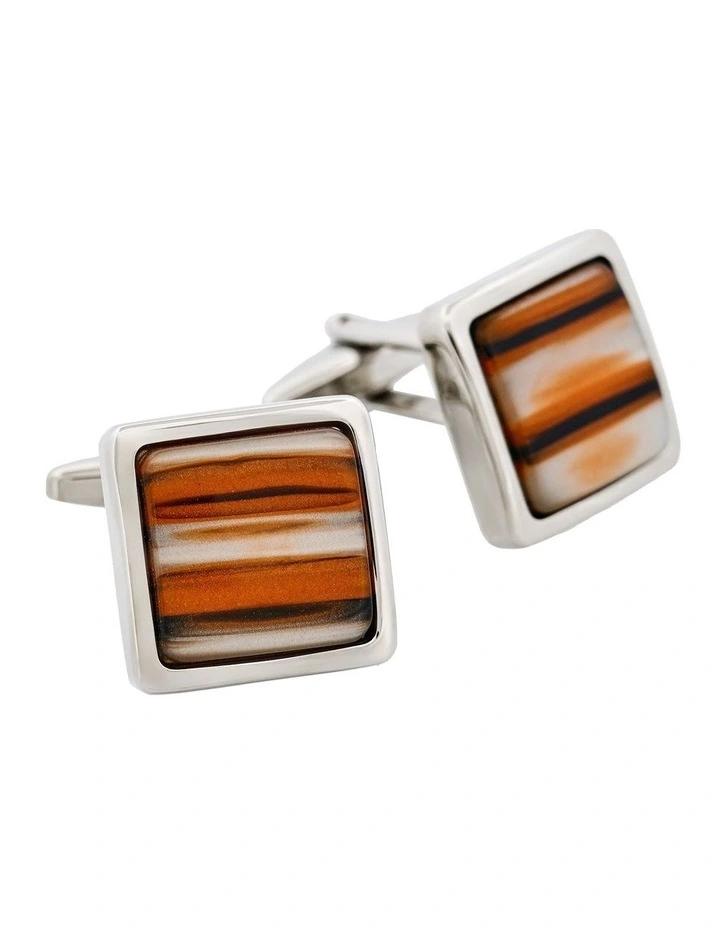 Venitian Glass Resin Cufflinks in Orange image 2