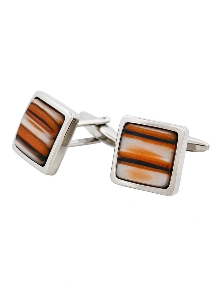Venitian Glass Resin Cufflinks in Orange image 3